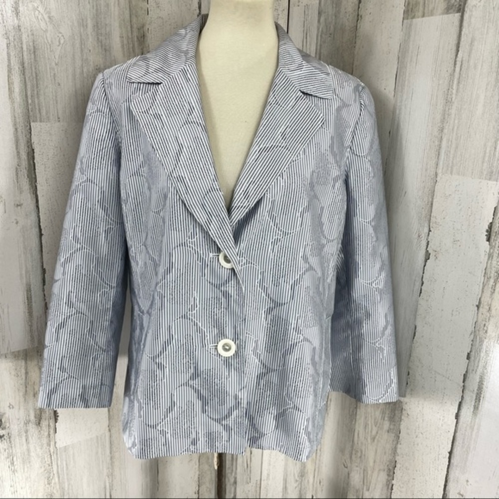 Chico’s Textured Striped Blazer Jacket Women’s Size 2 (L/12)